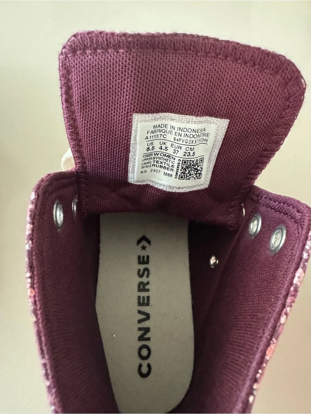 Converse Glitter High Top Sneakers in Pink and White